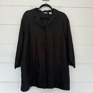 Crossroads Women’s Large Black 100% Linen LagenLook Top Blouse Minimalist
